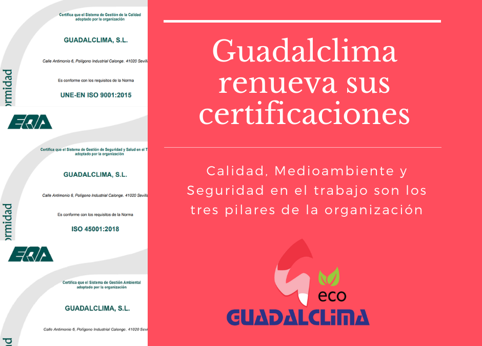 Guadalclima renueva su certificación de calidad, medioambiente y seguridad en el trabajo